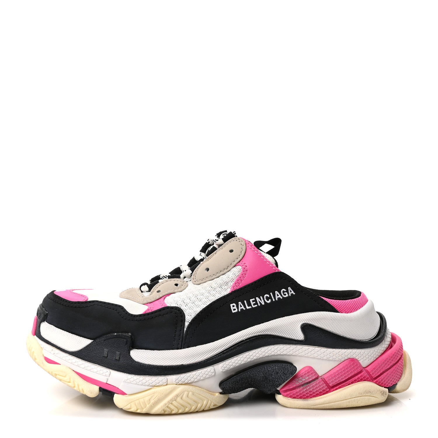 Balenciaga Fabric Mesh Womens Triple S Mule Sneakers 38 White Pink Black 1 of 9