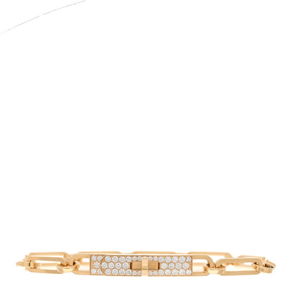 Hermes 18K Yellow Gold Diamond Pave PM Kelly Chaine Bracelet ST 1 of 4