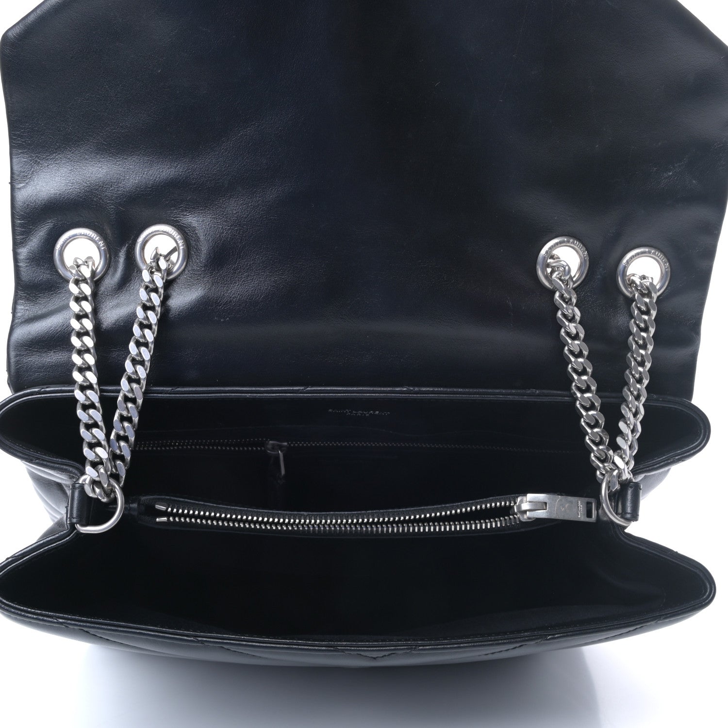 Saint Laurent Calfskin Y Quilted Monogram Medium Loulou Chain Satchel Black 5 of 8