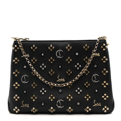 Christian Louboutin Calfskin Spikes Loubinthesky Large Triloubi Shoulder Bag Black 1 of 18