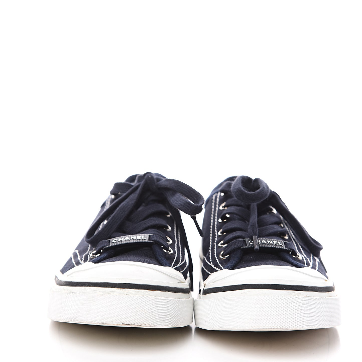 Canvas Lace Up Cap Toe Sneakers 39 Navy