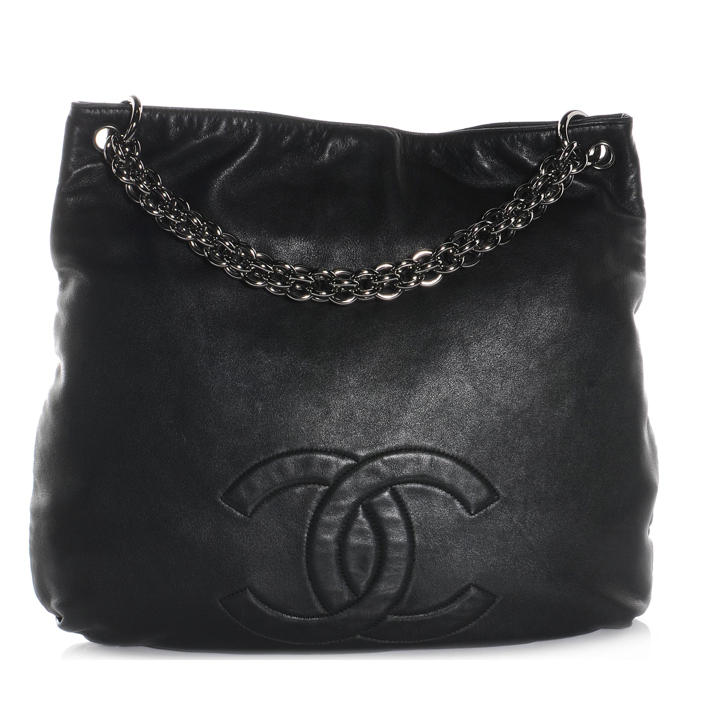 Lambskin Soft and Chain Large Hobo Black