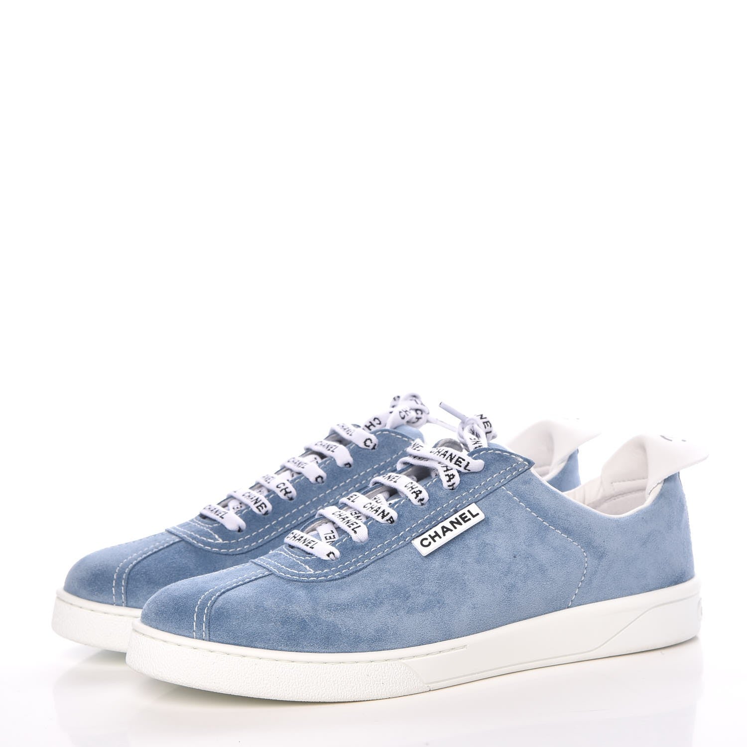 Chanel Suede Calfskin Sneakers 41 Sky Blue 3 of 13