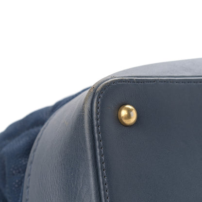 Chanel Iridescent Caviar Quilted Globe Trotter Shopping Tote Navy Blue 11 of 20