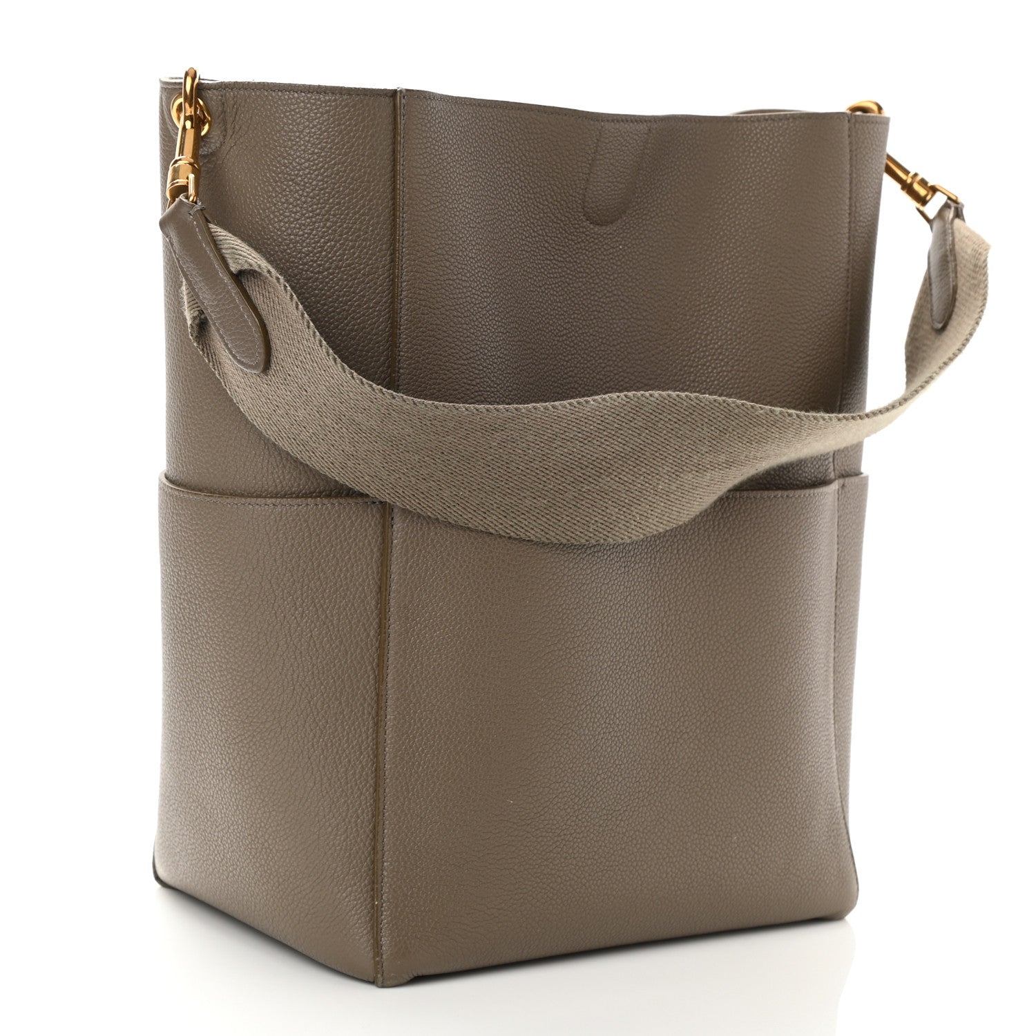 Celine Soft Grained Calfskin Sangle Bucket Bag Taupe 3 of 13