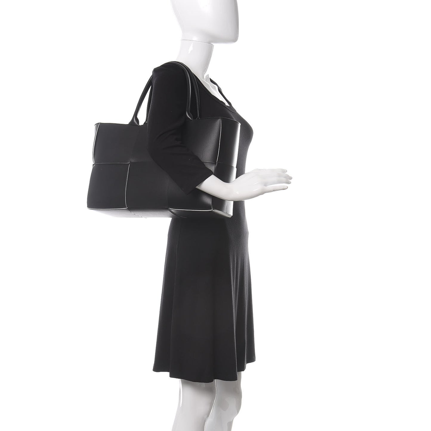 Nappa Maxi Intrecciato Arco Tote Black White
