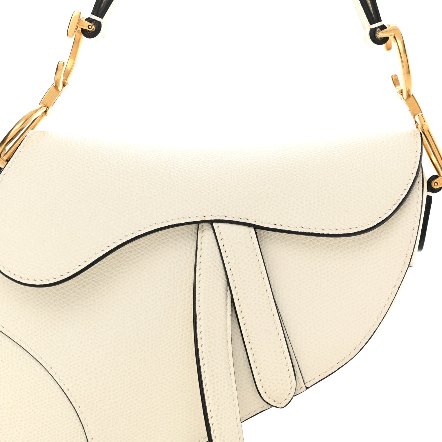 Christian Dior Grained Calfskin Mini Saddle Bag White 8 of 13