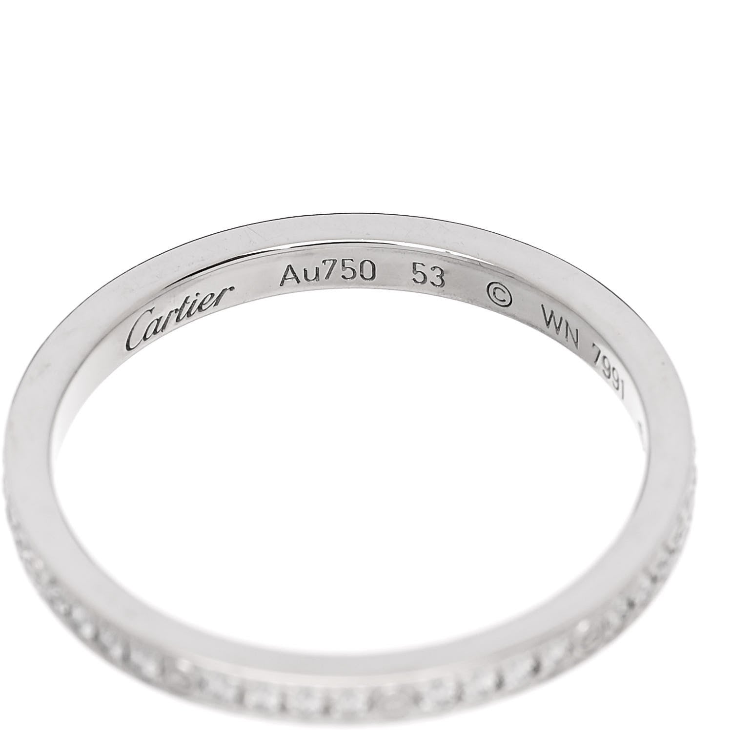 Cartier 18K White Gold Diamond Ceramic LOVE Ring Set 53 6.25 4 of 6