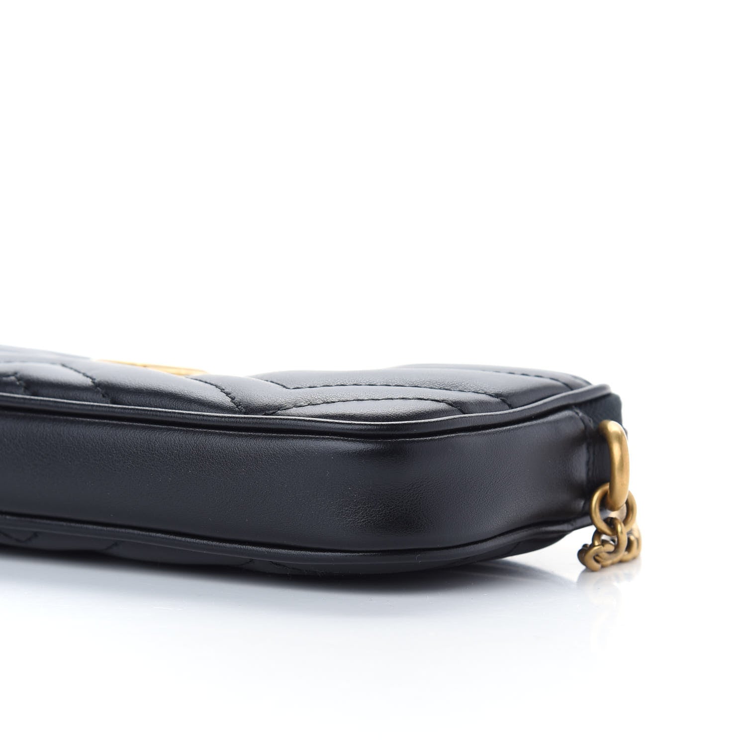 Gucci Calfskin Matelasse Mini GG Marmont Chain Crossbody Bag Black 9 of 9