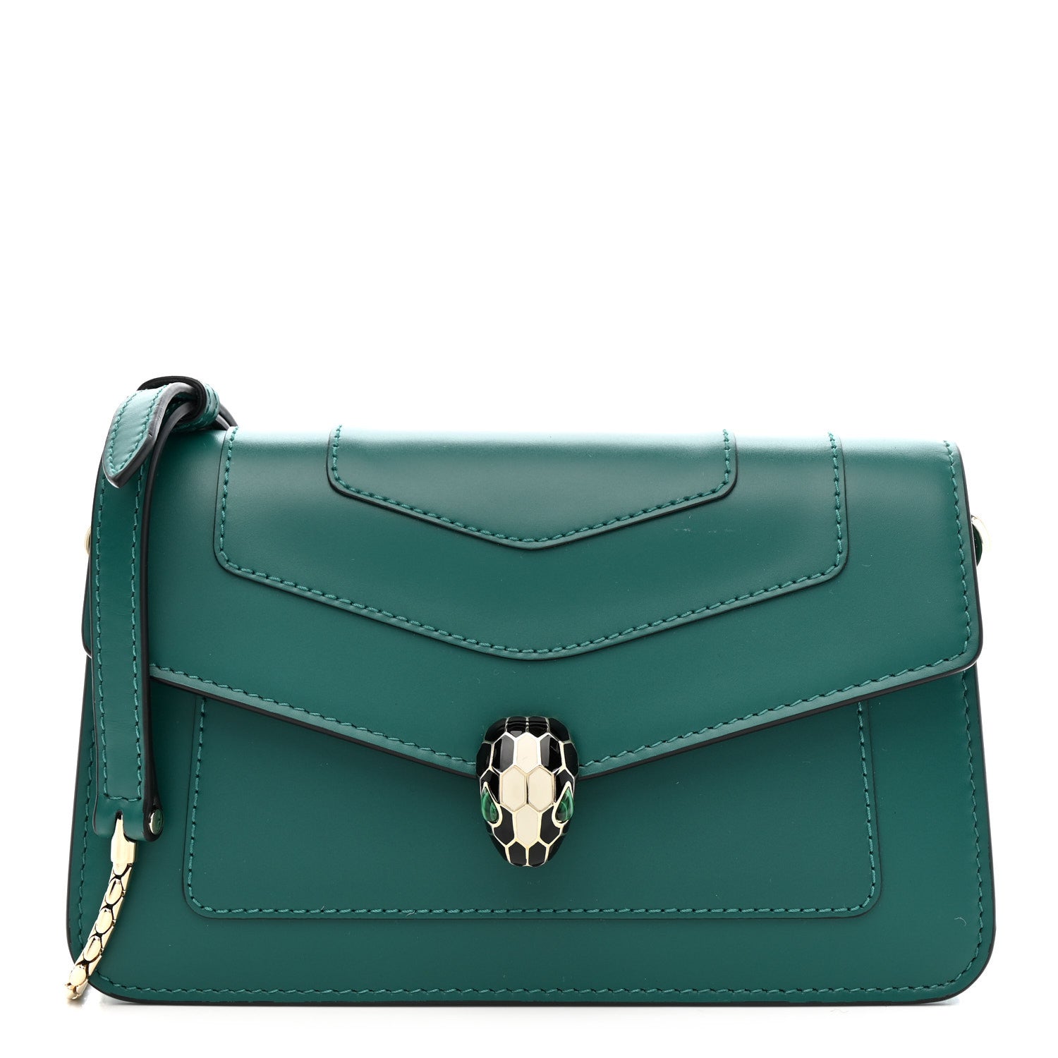 Bulgari Calfskin Serpenti Forever Chain Wallet Emerald Green 1 of 12