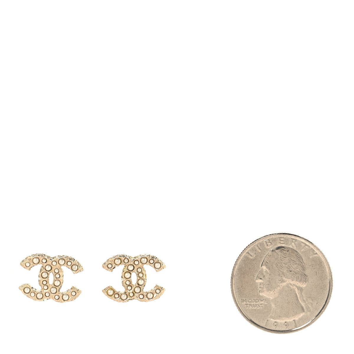 Metal Graduated Pearl Crystal CC Earrings Light Gold