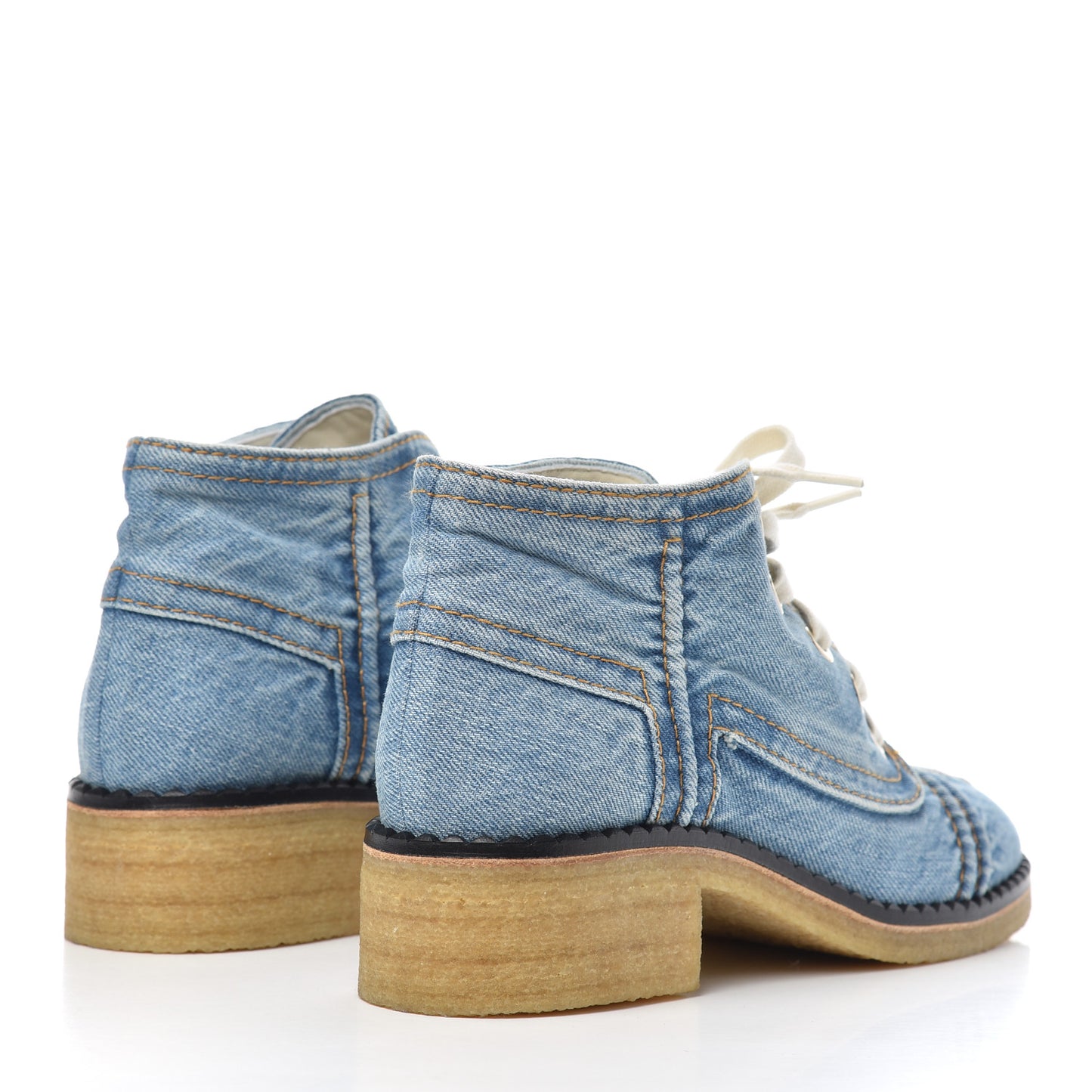 Denim Lace Up Boots 37 Light Blue
