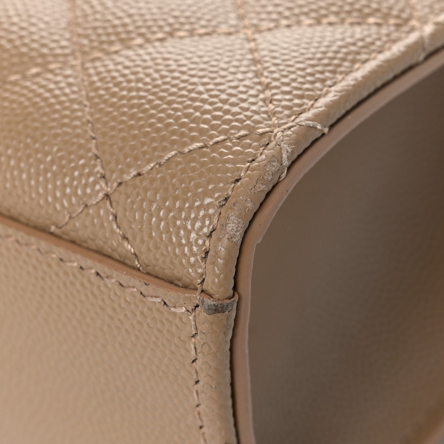 Grain De Poudre Textured Mixed Matelasse Medium Triquilt Monogram Satchel Dark Beige