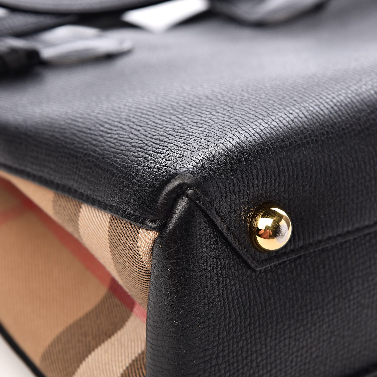 Burberry Grainy Calfskin House Check Small Banner Tote Black 12 of 16