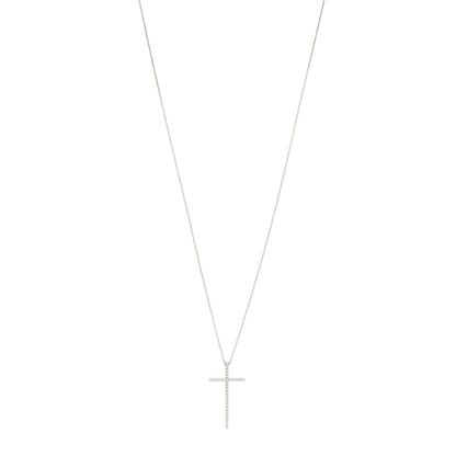 Tiffany 18K White Gold Diamond Metro Cross Pendant Necklace 1 of 5