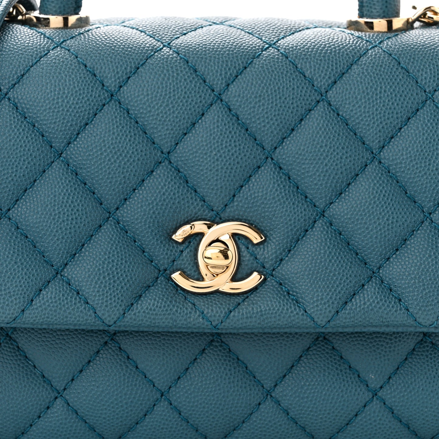 Caviar Quilted Mini Coco Handle Flap Dark Turqouise