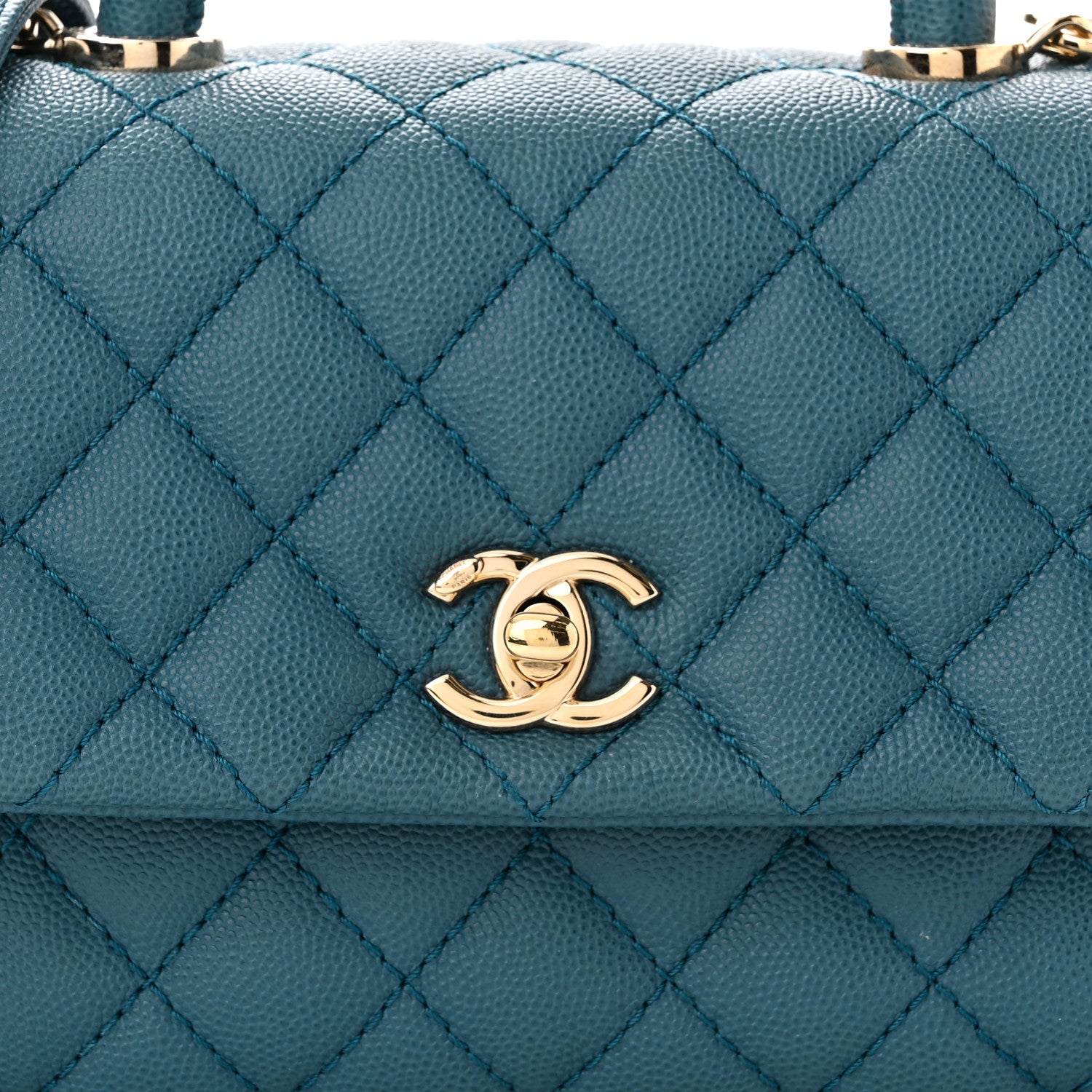 Chanel Caviar Quilted Mini Coco Handle Flap Dark Turqouise 8 of 11