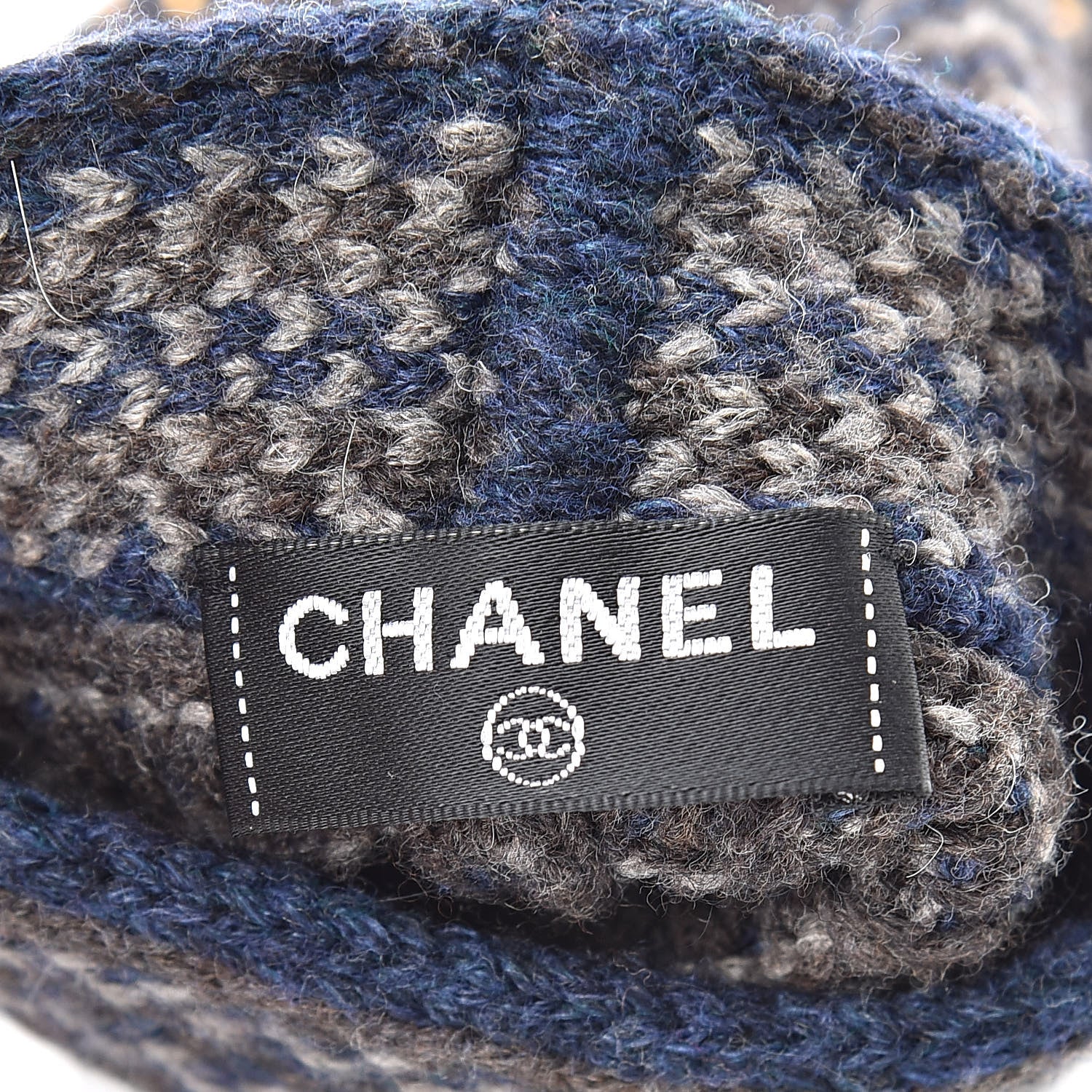 Chanel Wool Linen Crystal CC Fingerless Gloves Multicolor 3 of 5