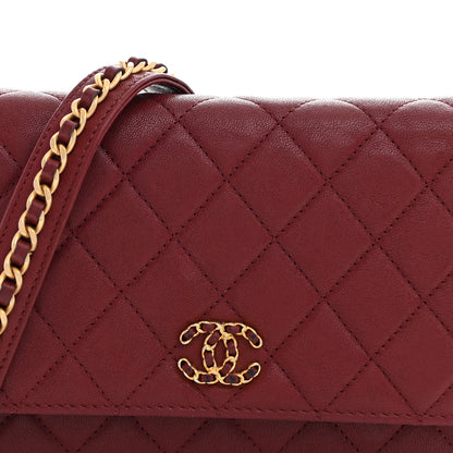 Chanel Lambskin Quilted Infinity Wallet On Chain WOC Burgundy 8 of 16