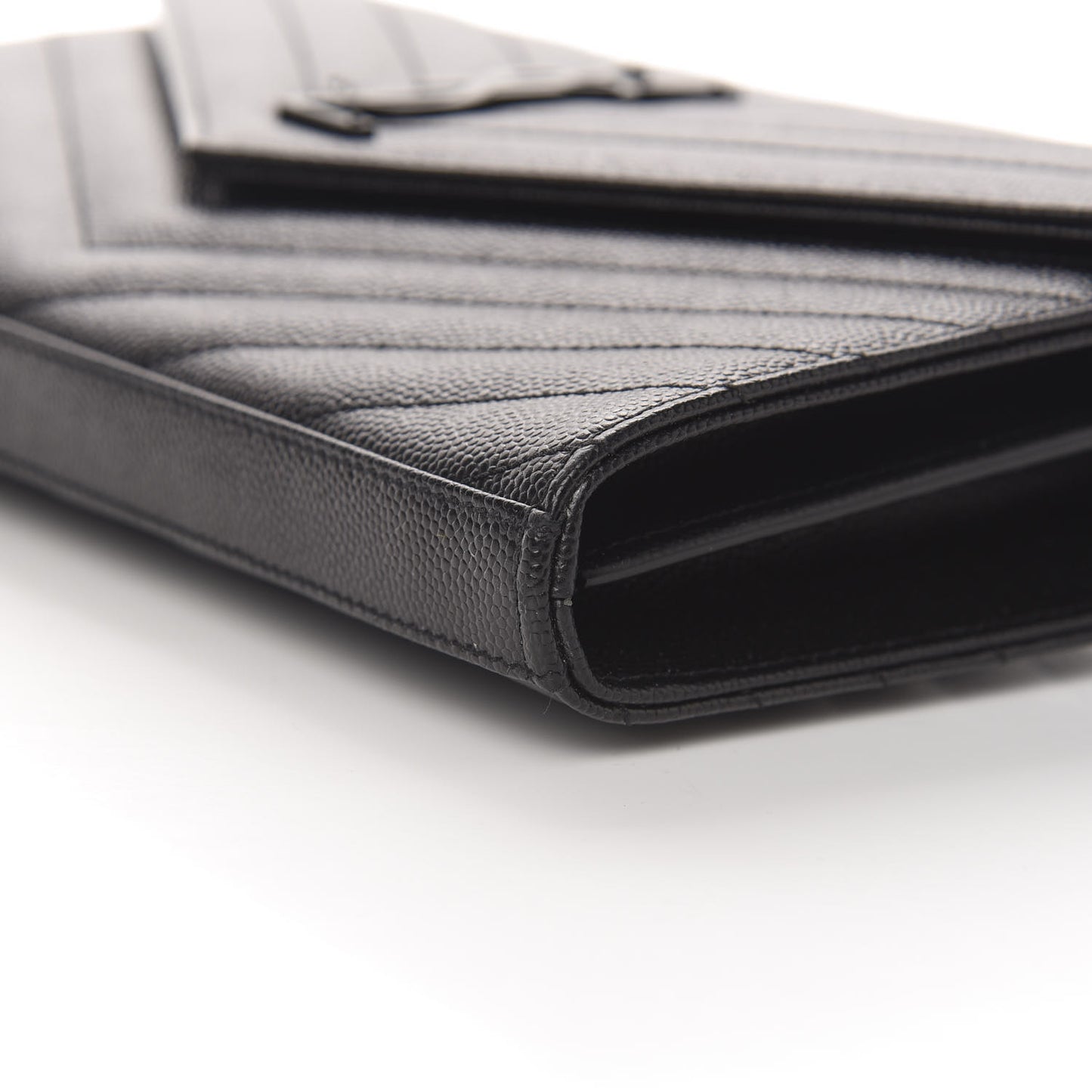 Grain De Poudre Matelasse Chevron Monogram Chain Wallet Black