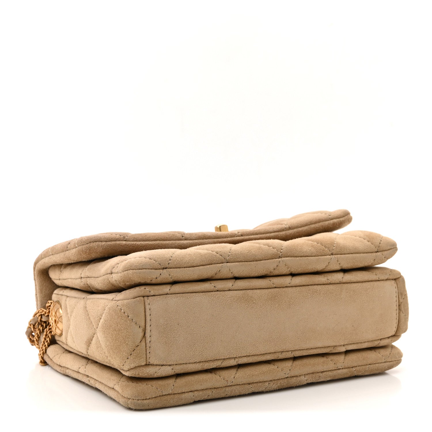 Chanel Suede Quilted Precious Buttons Flap Beige 4 of 11