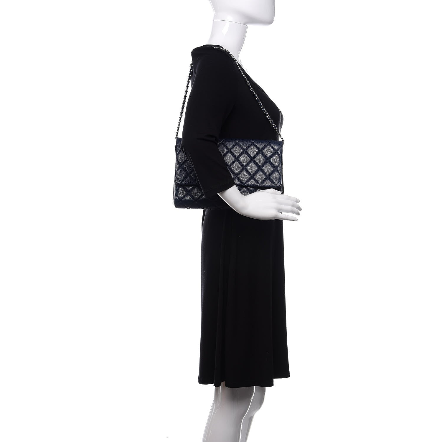 Chanel Caviar Quilted Clutch With Chain Flap Blue 2 of 11