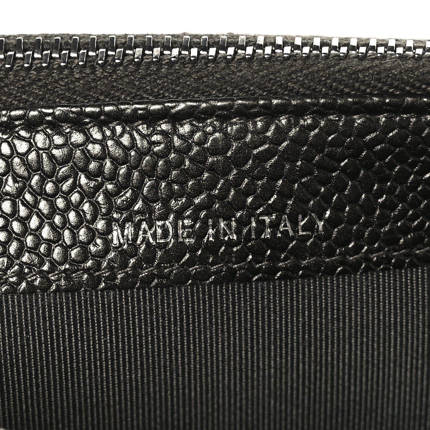 Metallic Caviar Quilted Small Clutch With Chain Dark Grey