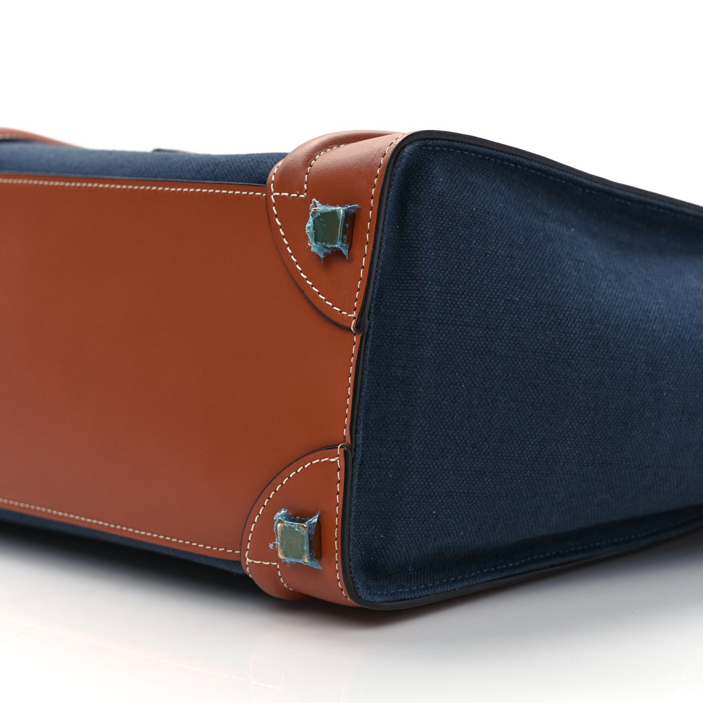 Textile Smooth Calfskin Micro Luggage Navy Tan