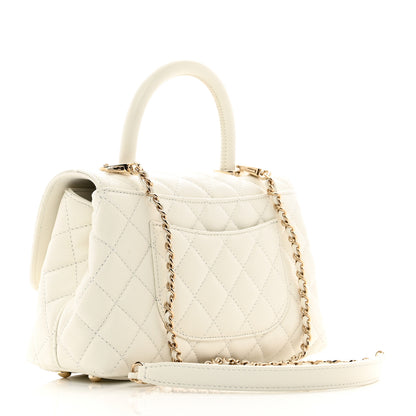 Chanel Caviar Quilted Mini Coco Handle Flap White 3 of 10