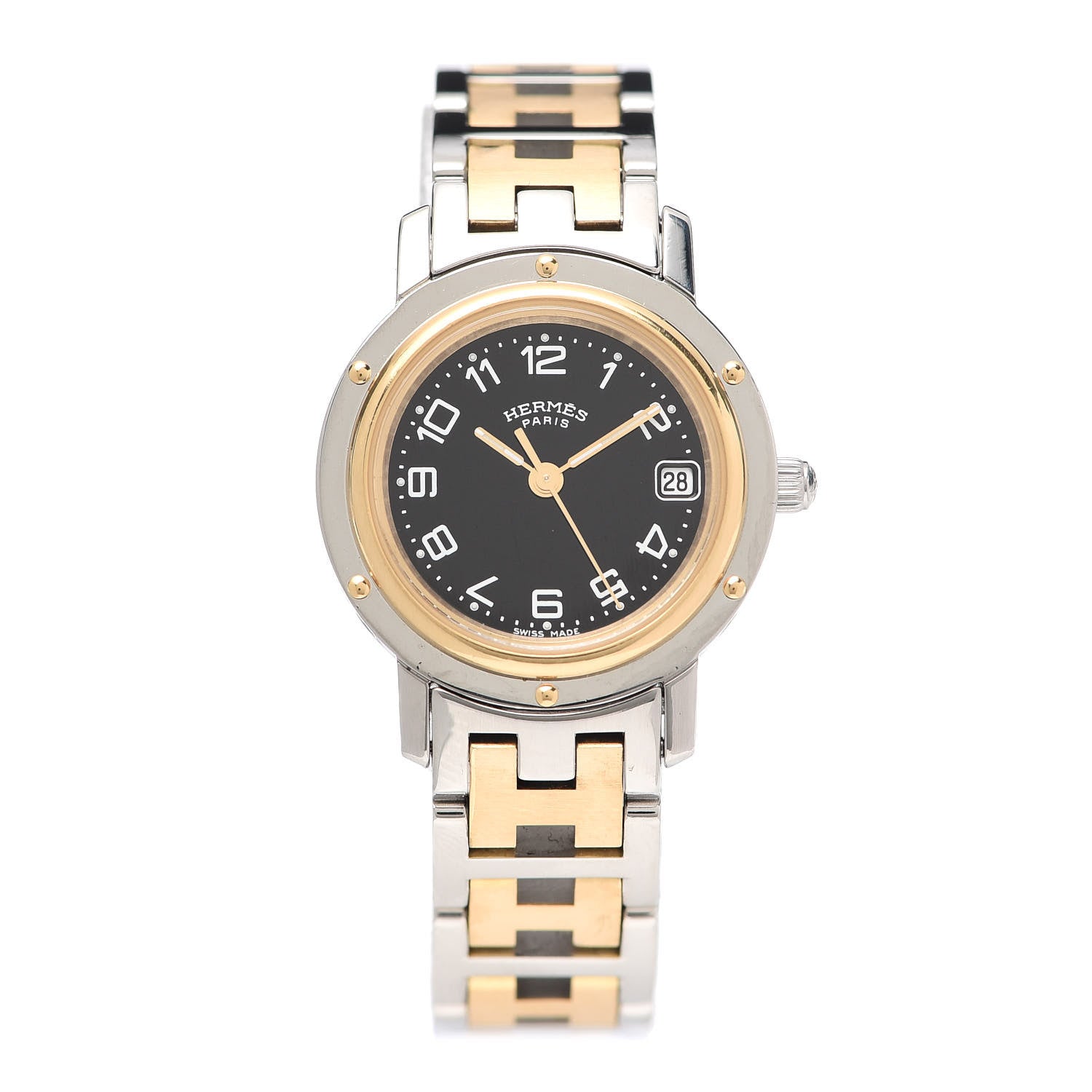 Hermes Stainless Steel 24mm Clipper Quartz Watch Black 1 of 5