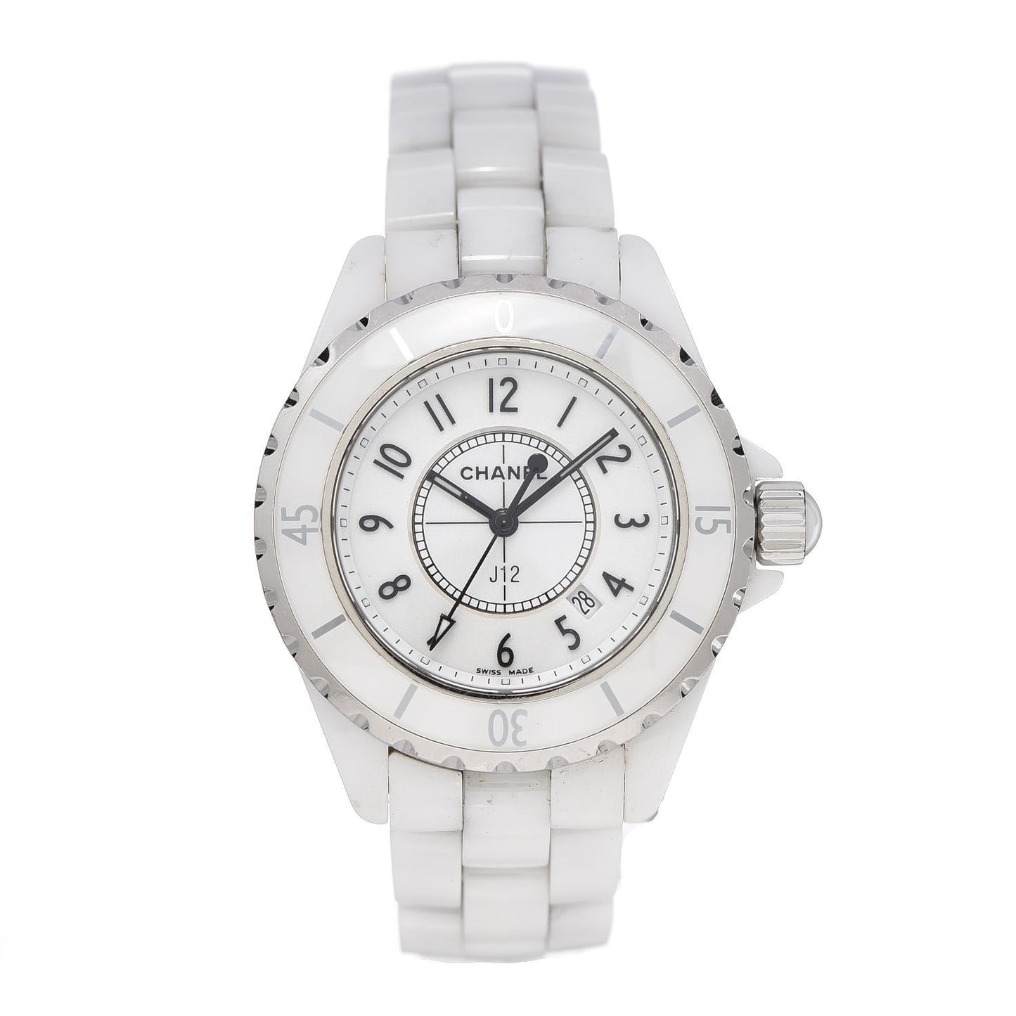 Stainless Steel Ceramic 33mm J12 Quartz Watch White