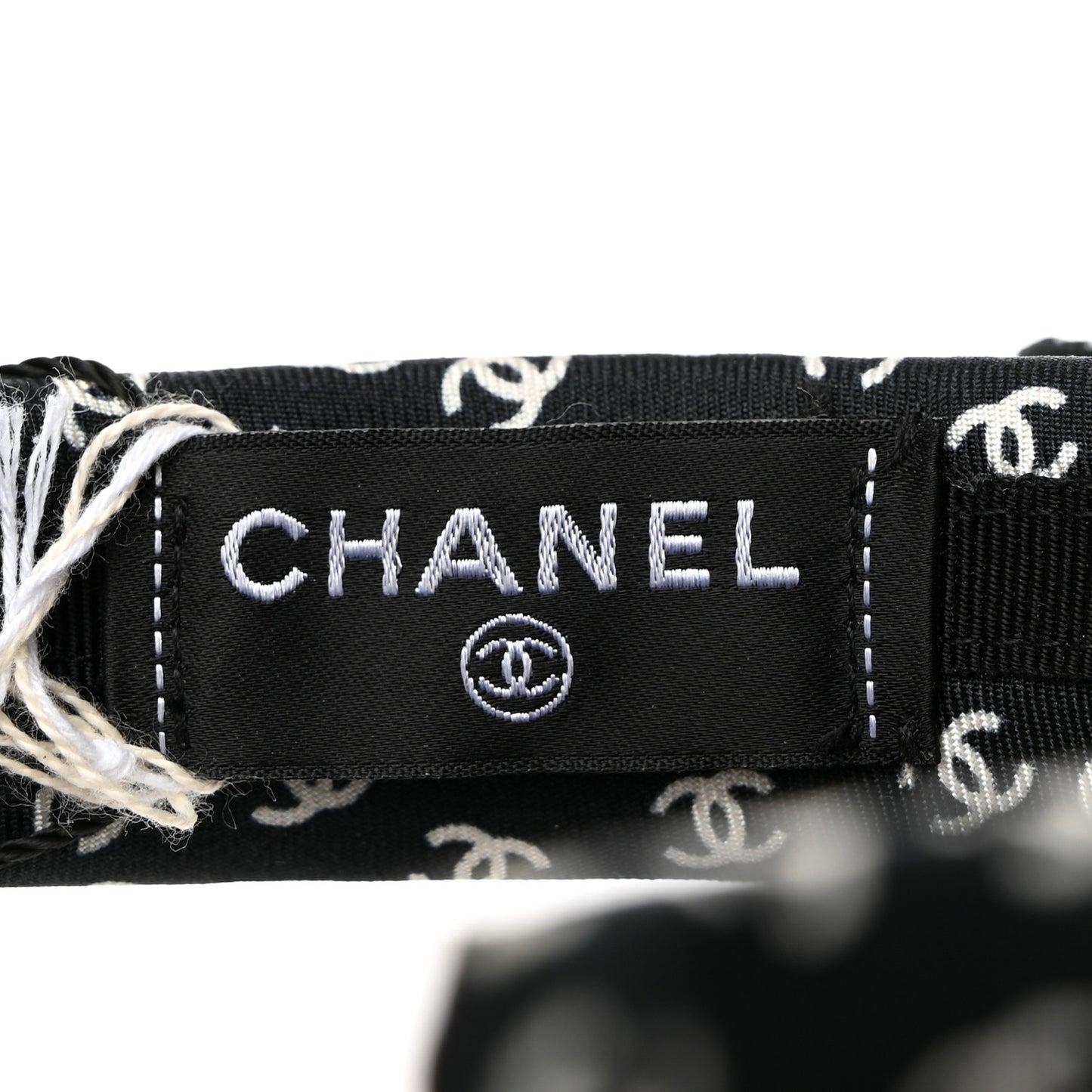 Silk Bow CC Headband Black Ecru