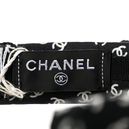 Chanel Silk Bow CC Headband Black Ecru 5 of 6