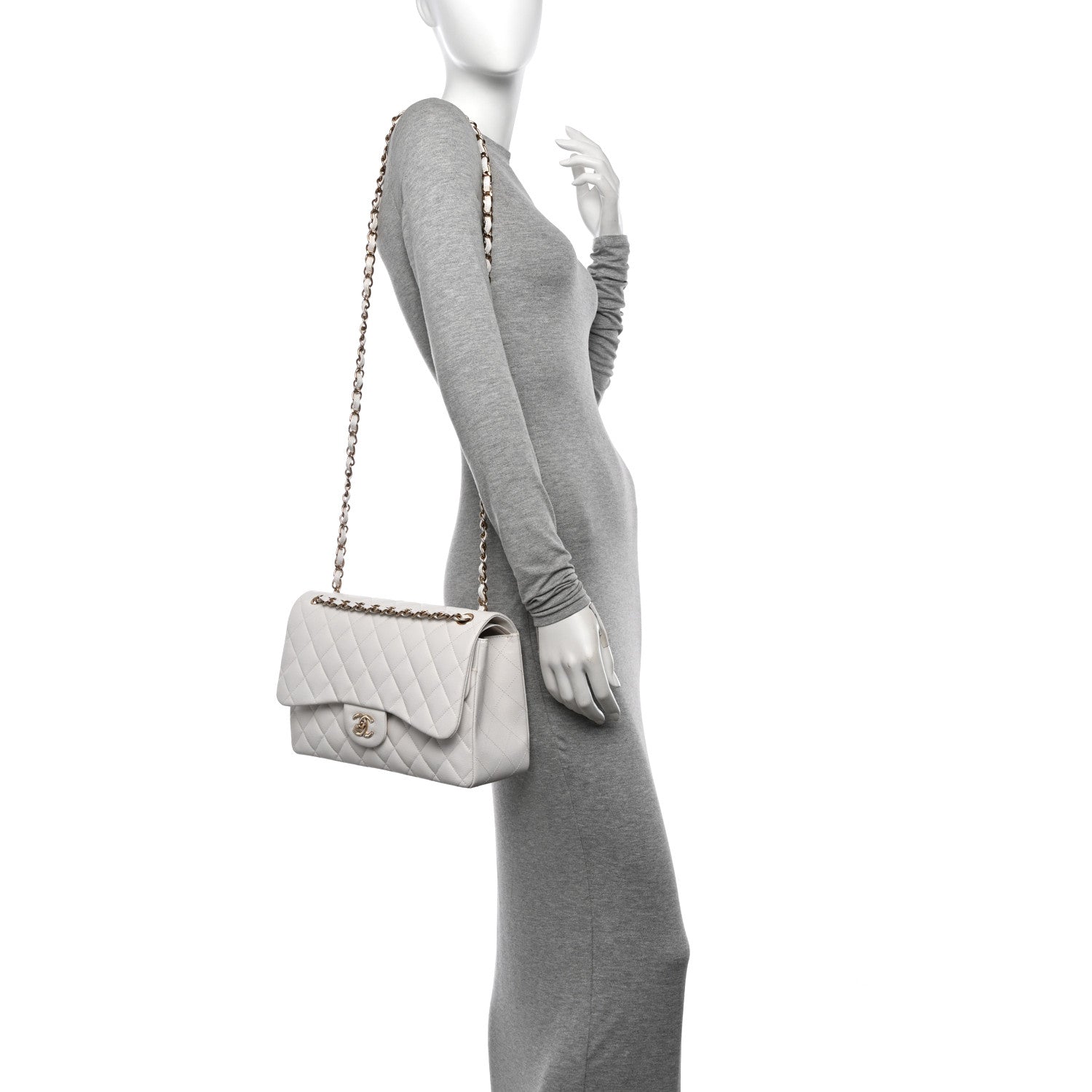 Chanel Caviar Quilted Jumbo Double Flap White 2 of 11