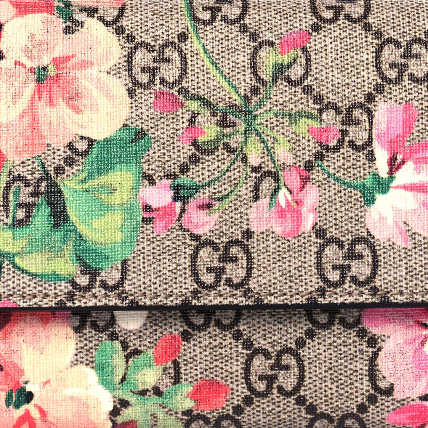 GG Supreme Monogram Blooms Continental Wallet Beige Multicolor Dry Rose