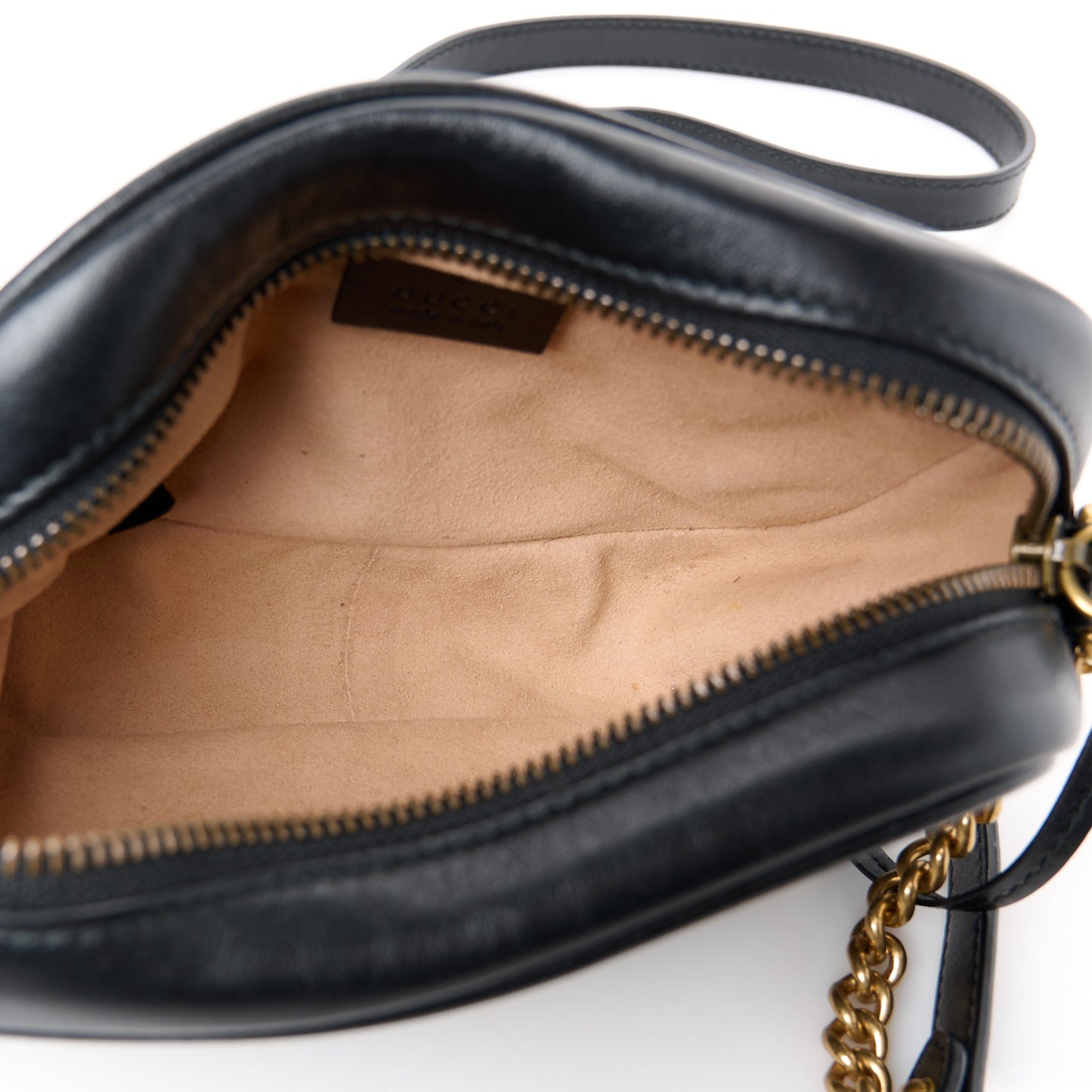 Calfskin Matelasse Mini GG Marmont Chain Shoulder Bag Black