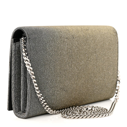 Saint Laurent Metallic Sparkle Fabric Monogram Chain Wallet Anthracite 3 of 9
