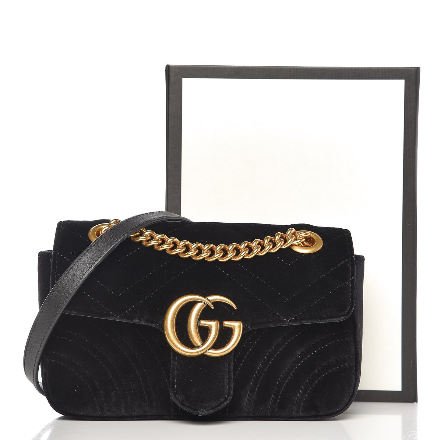 Velvet Matelasse Mini GG Marmont Shoulder Bag Black