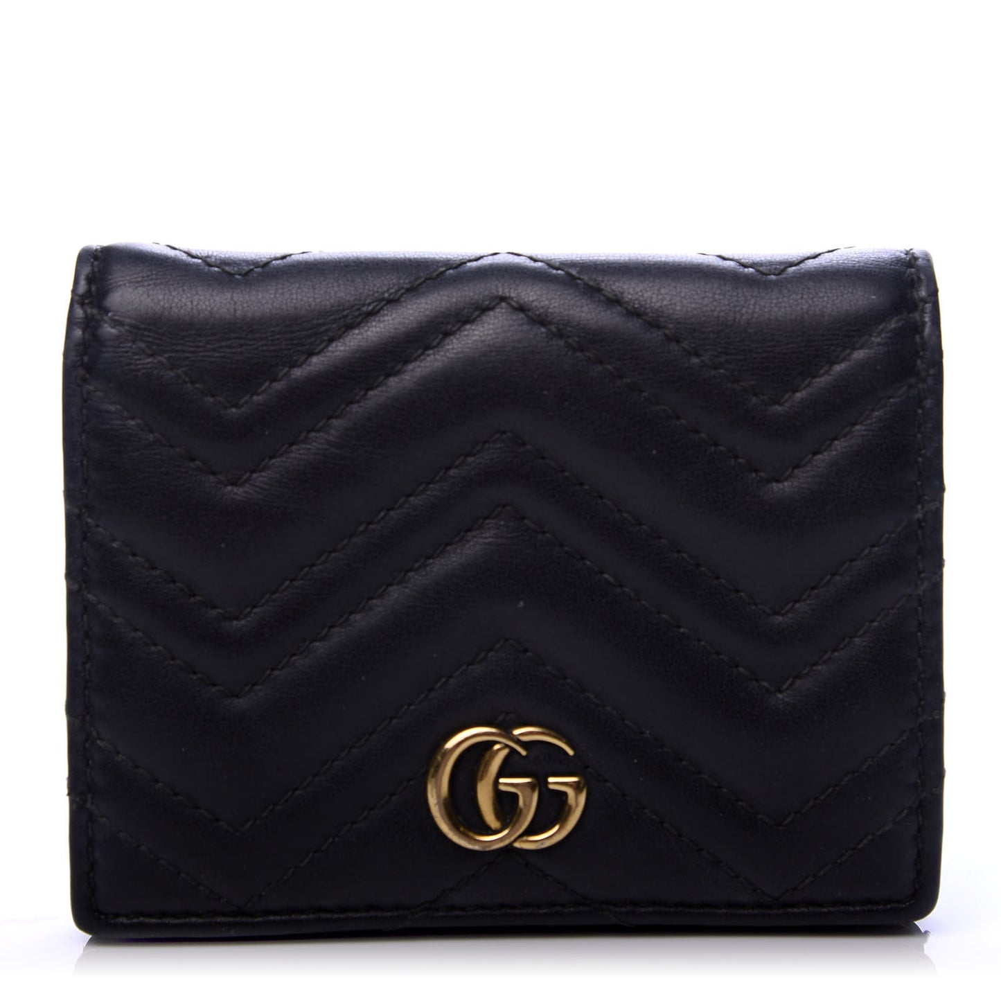 Calfskin Matelasse GG Marmont Card Case Black