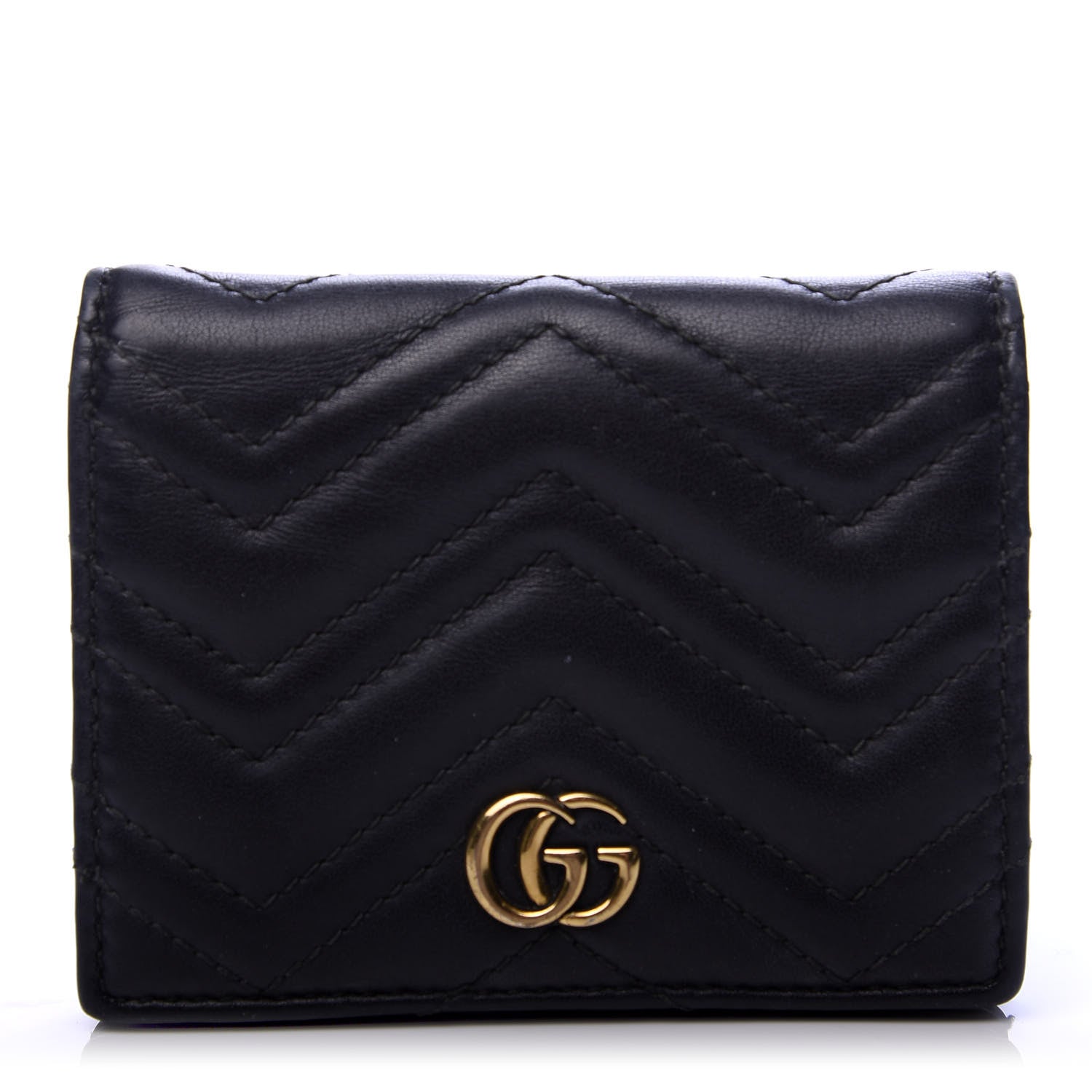 Gucci Calfskin Matelasse GG Marmont Card Case Black 1 of 7