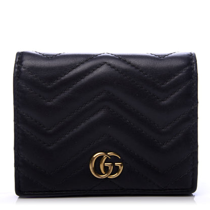 Gucci Calfskin Matelasse GG Marmont Card Case Black 1 of 7