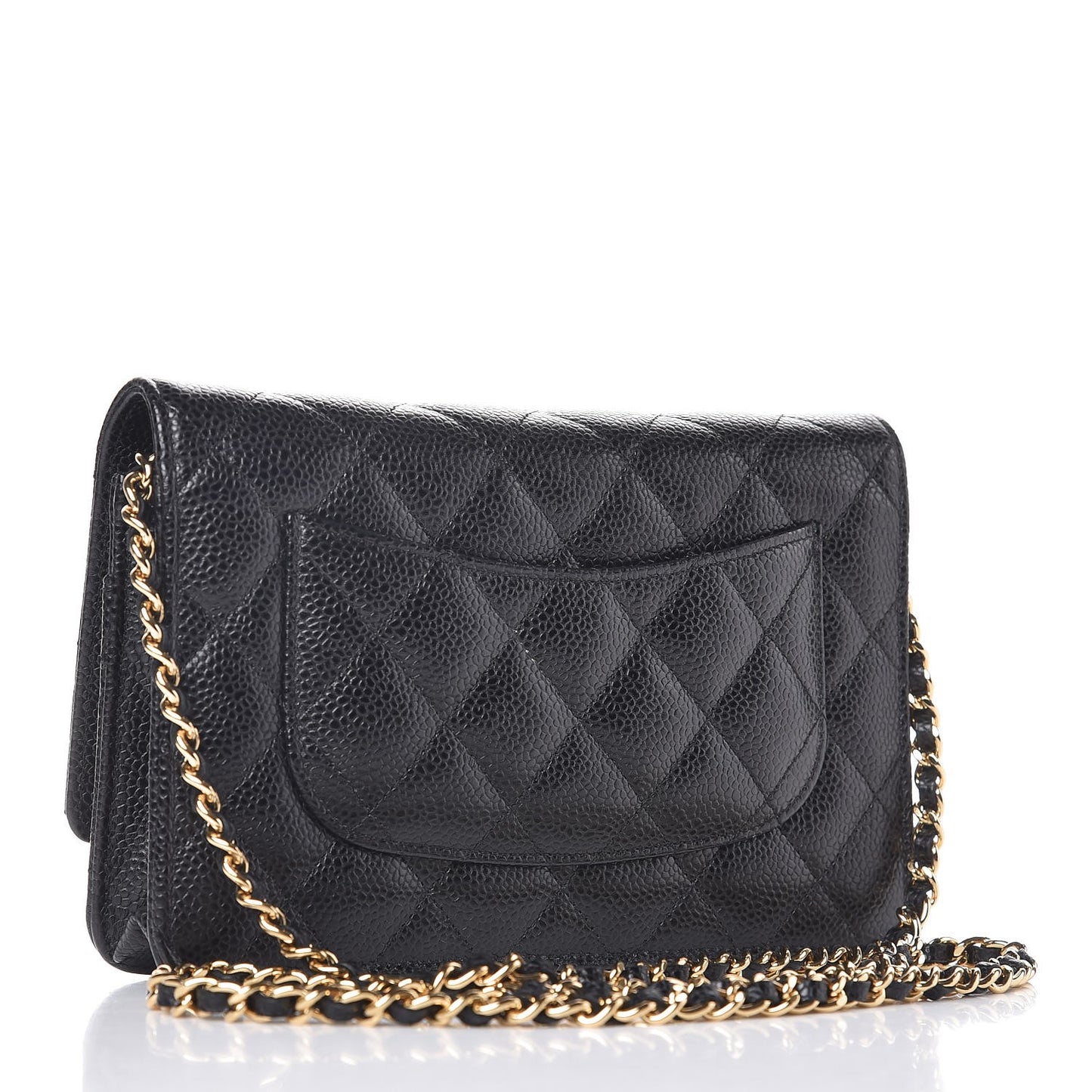 Caviar Quilted Wallet On Chain WOC Black