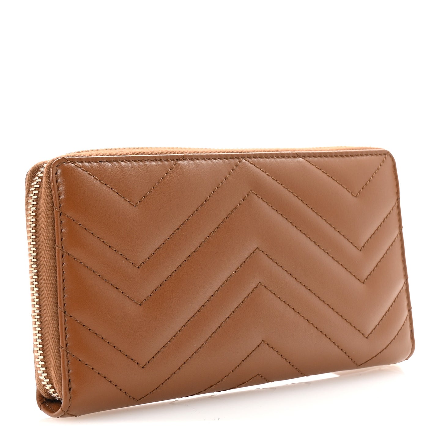 Calfskin Matelasse GG Marmont Zip Around Wallet Brown