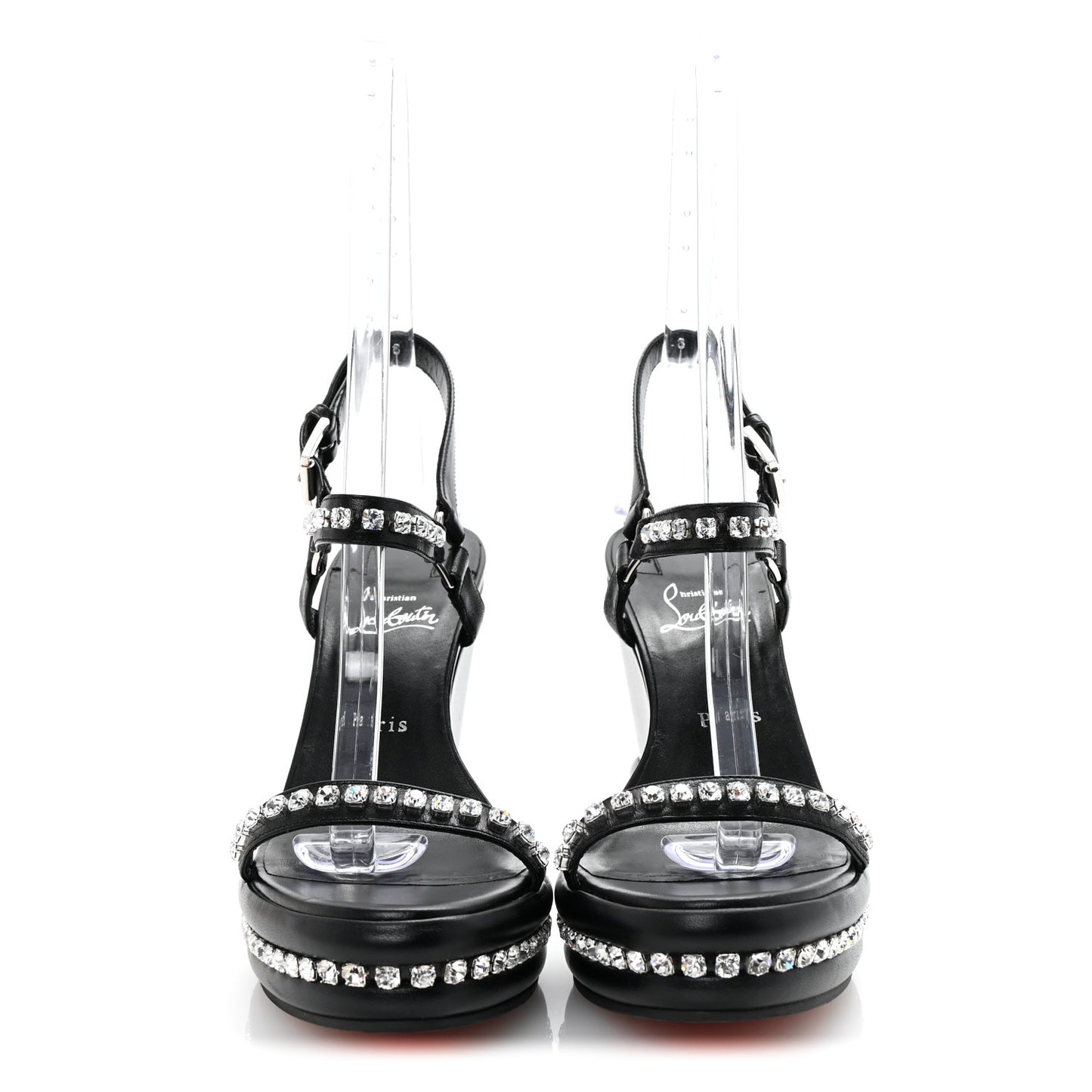 Nappa Crystal Pyrastrass 110 Wedge Sandals 40 Black