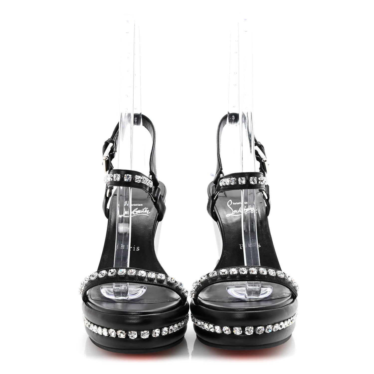 Christian Louboutin Nappa Crystal Pyrastrass 110 Wedge Sandals 40 Black 3 of 9