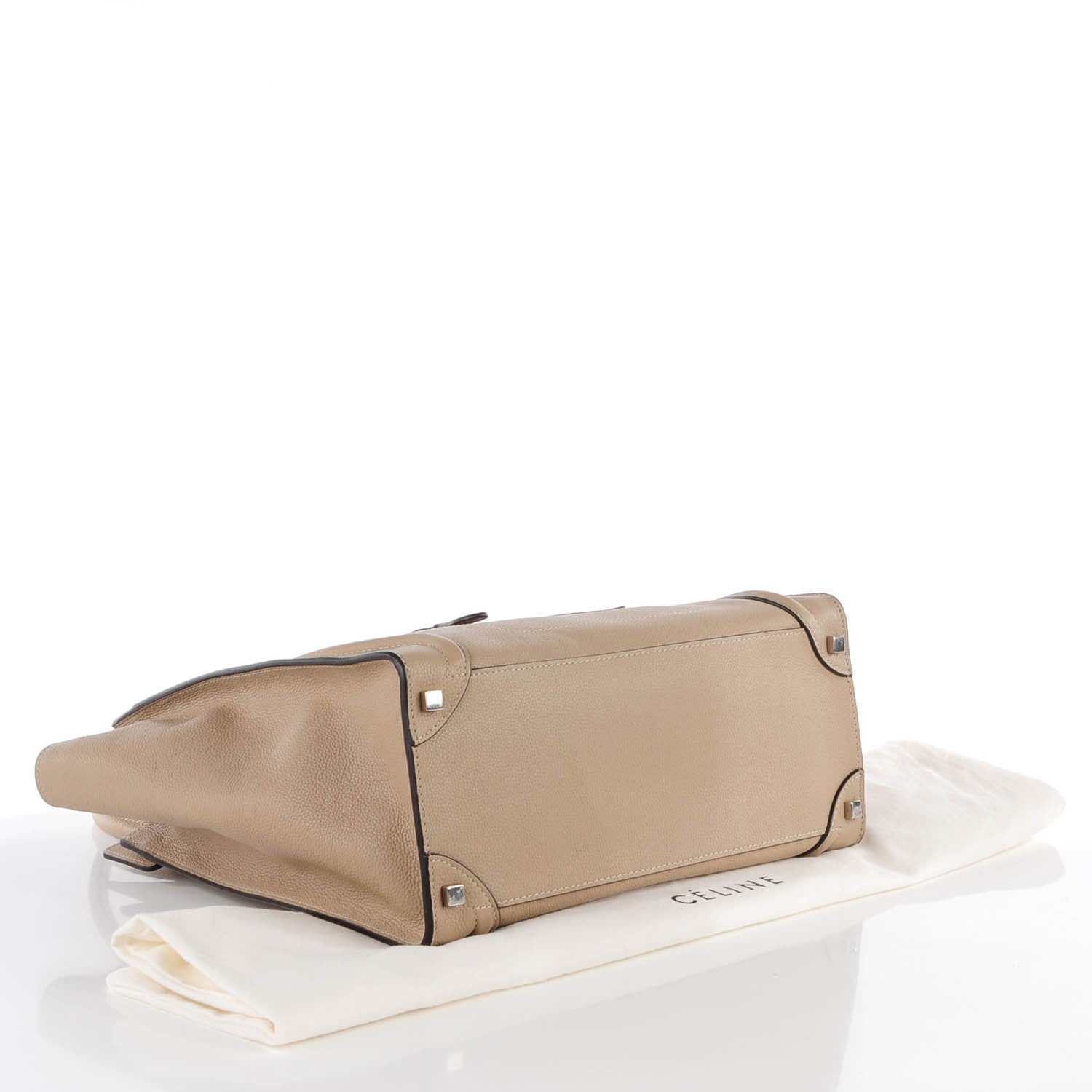 Celine Drummed Calfskin Shoulder Luggage Dune 4 of 10