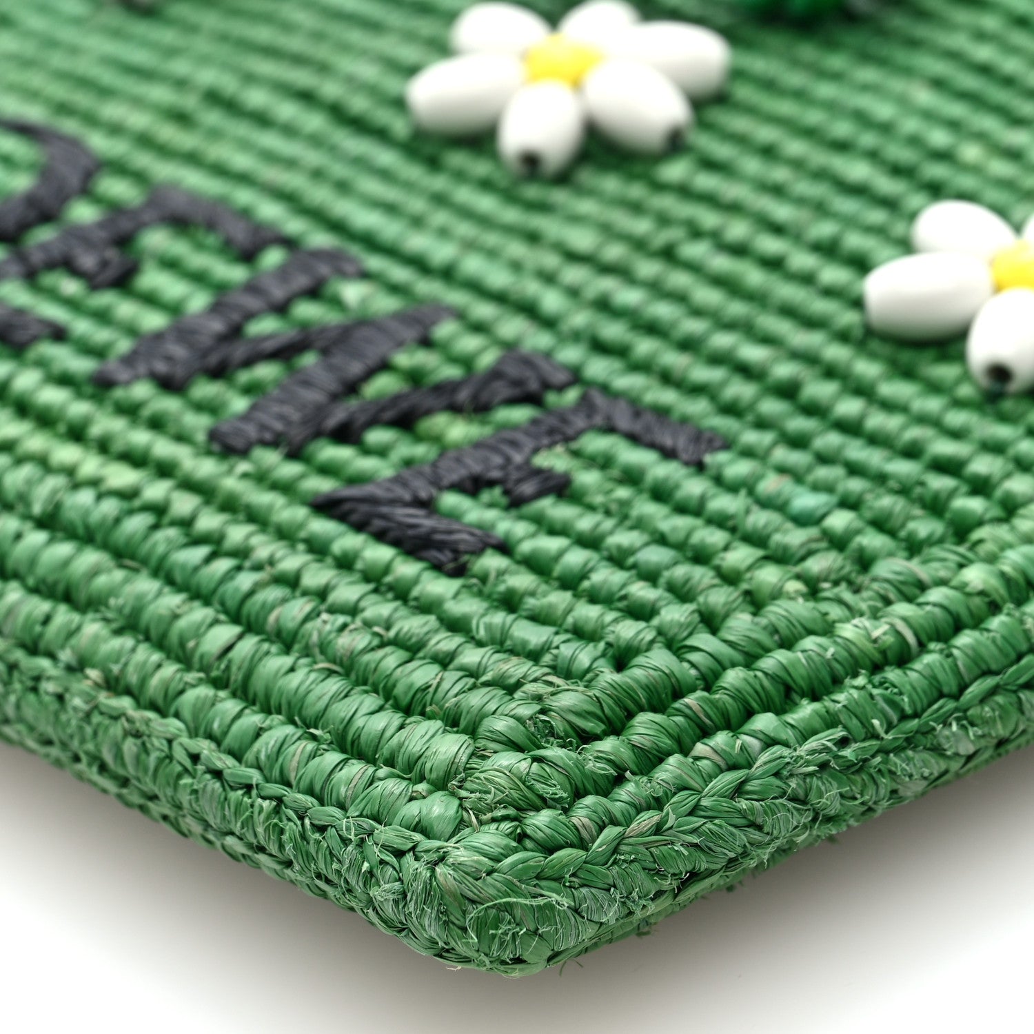 Loewe Raffia Beaded Drawstring Pocket Crossbody Tropical Green White 10 of 10