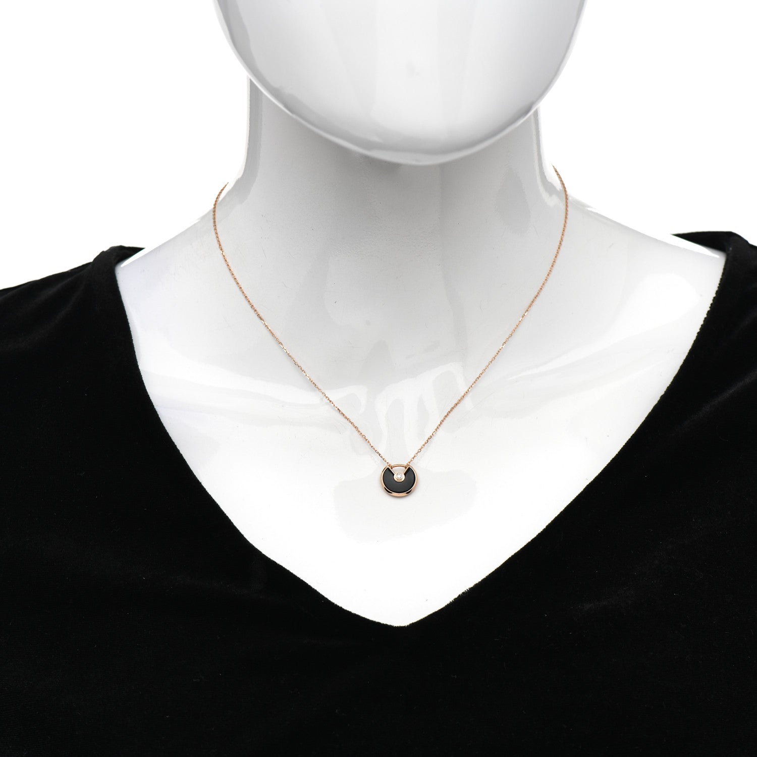 Cartier 18K Pink Gold Diamond Black Onyx XS Amulette de Cartier Pendant Necklace 2 of 5