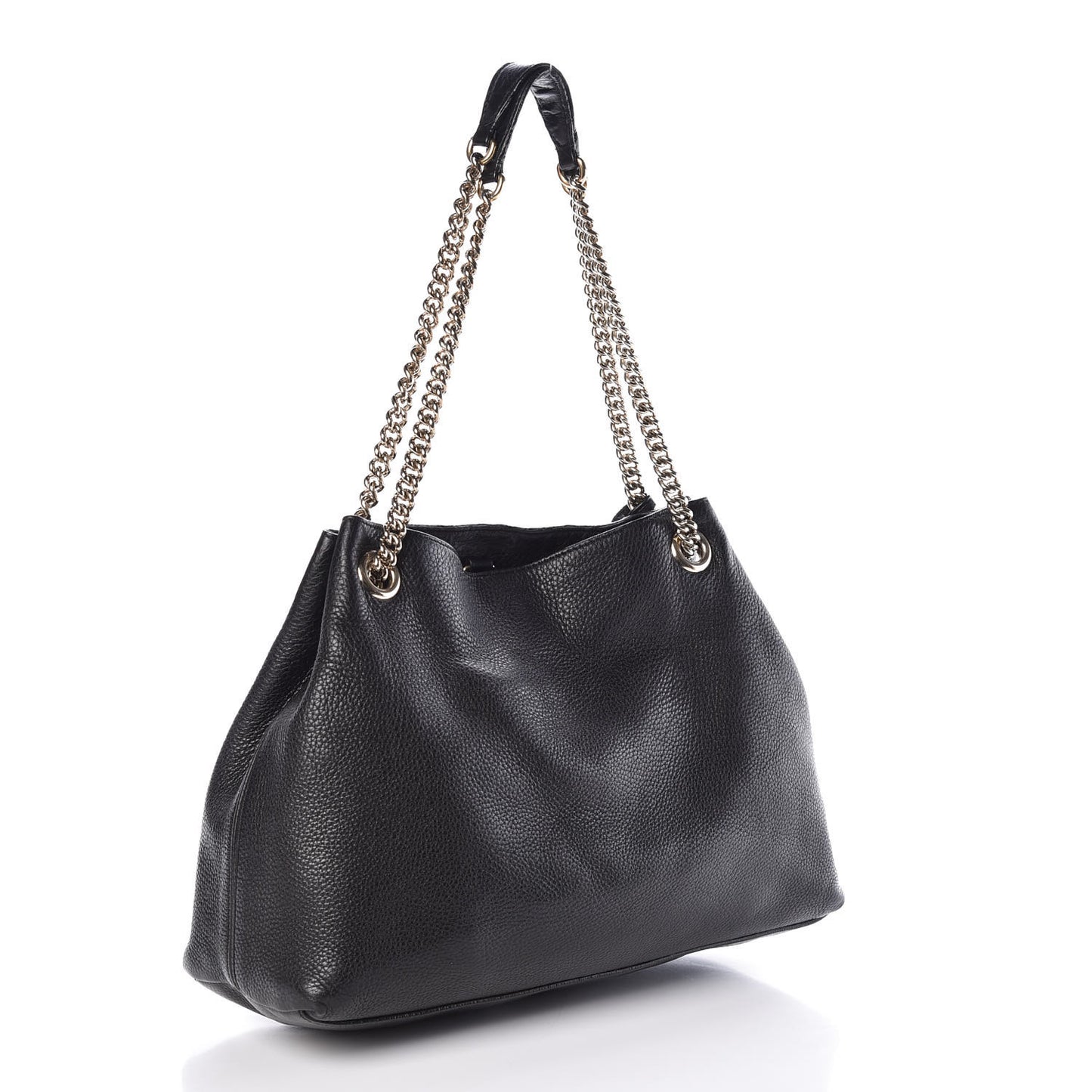 Pebbled Calfskin Medium Soho Chain Shoulder Bag Black