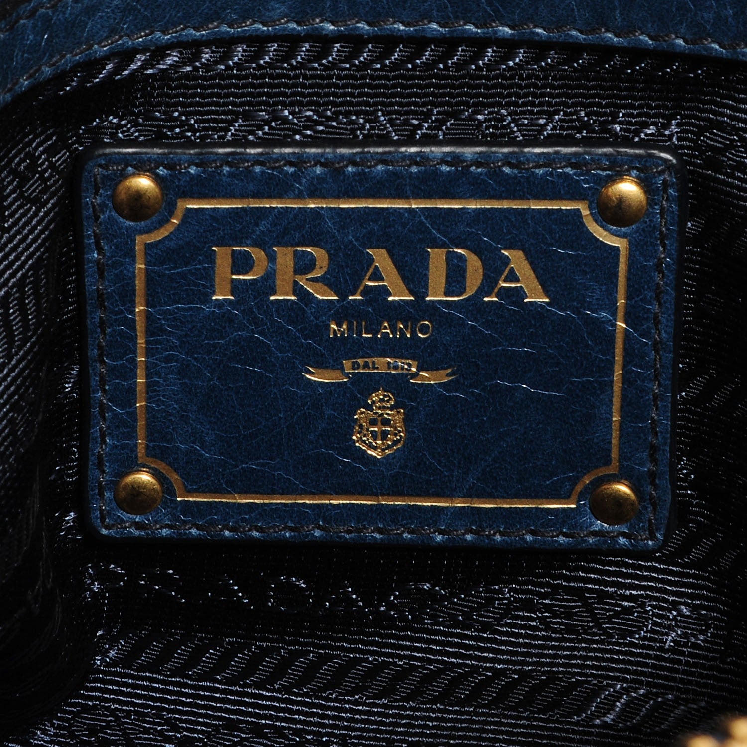 Prada Vitello Shine Tote Denim 6 of 9